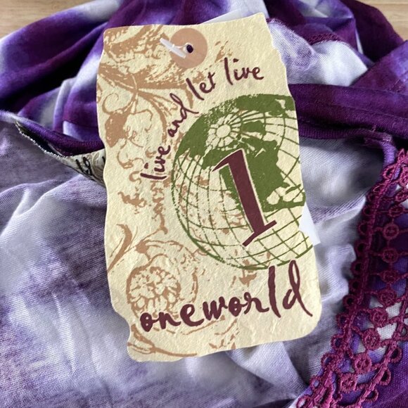 One‎ World Top Large Asymmetrical Multicolored Print Short Sleeve NWT TP-2026 - Picture 7 of 10